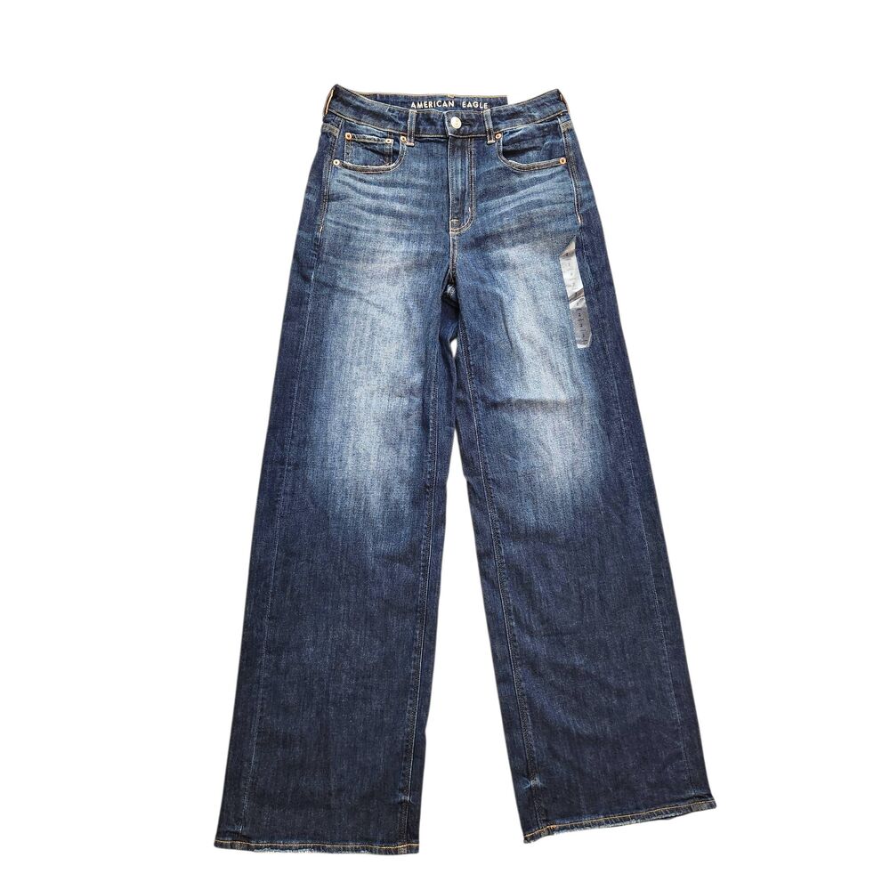 American Eagle Dark Wash Super High Rise Baggy Wide Leg Dreamy Drape Jean 2 Long